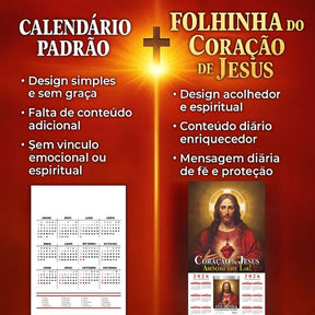 Calendário - Folhinha Sagrado Coração De Jesus 2026 Com Bloco Diário de Oração e Reflexões