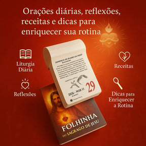 Calendário - Folhinha Sagrado Coração De Jesus 2026 Com Bloco Diário de Oração e Reflexões