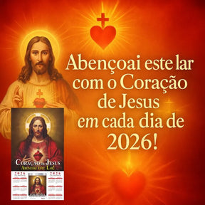 Calendário - Folhinha Sagrado Coração De Jesus 2026 Com Bloco Diário de Oração e Reflexões