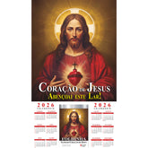 Calendário - Folhinha Sagrado Coração De Jesus 2026 Com Bloco Diário de Oração e Reflexões