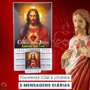 Calendário - Folhinha Sagrado Coração De Jesus 2026 Com Bloco Diário de Oração e Reflexões